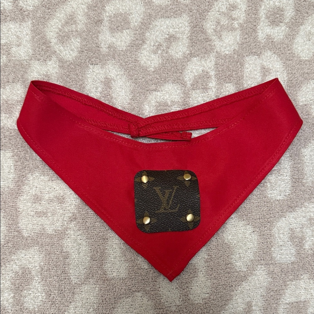 Louis Vuitton Doggi Bandanna Scarf with Authentic “LV”Logo~Handmade Size ~S~